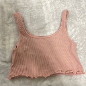 Pink Ribbed Crop Top
